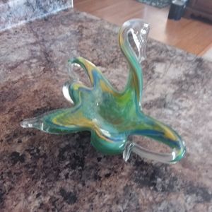 Vintage Blown Glass Swan Figurine Multicolored